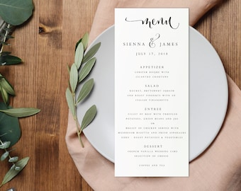 Wedding Menu-Instant Download-Printable Menu-Editable PDF-DIY Menu Template-Digital Calligraphy Template-Printable Wedding Menu-#SN004_M