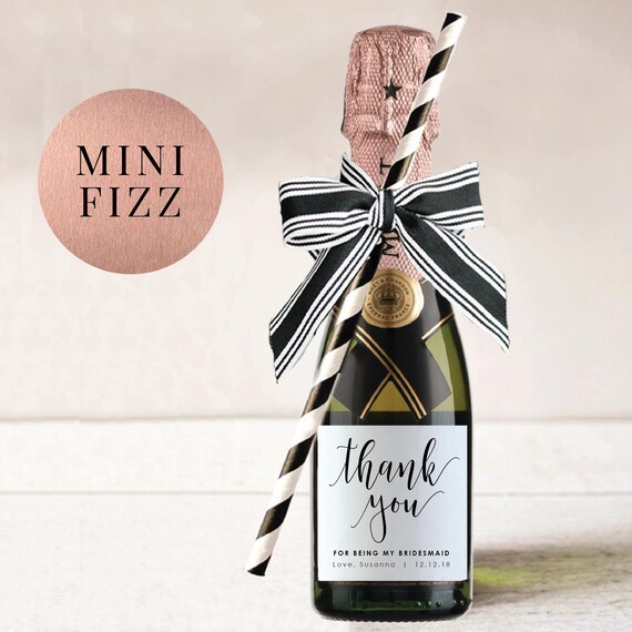 Mini Champagne Bottle Labels-Bridal Shower Favor-Wedding