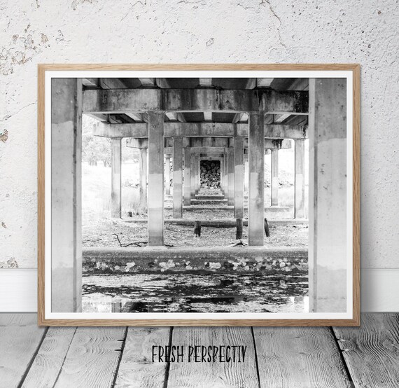 Black and white print, black and white wall art, black and white photography, bridge print, fine art photography, contemporary wall art deco
