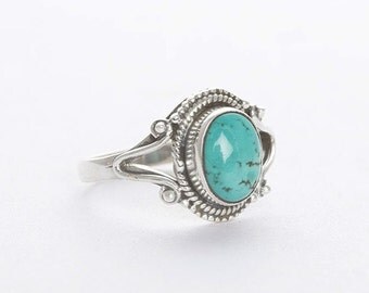 Natural Turquoise Gemstone Pure 925 Sterling Silver Ring, Boho Ring, Bijoux Jewelry, Gypsy Ring, Bohemian Ring, Birthstone Ring