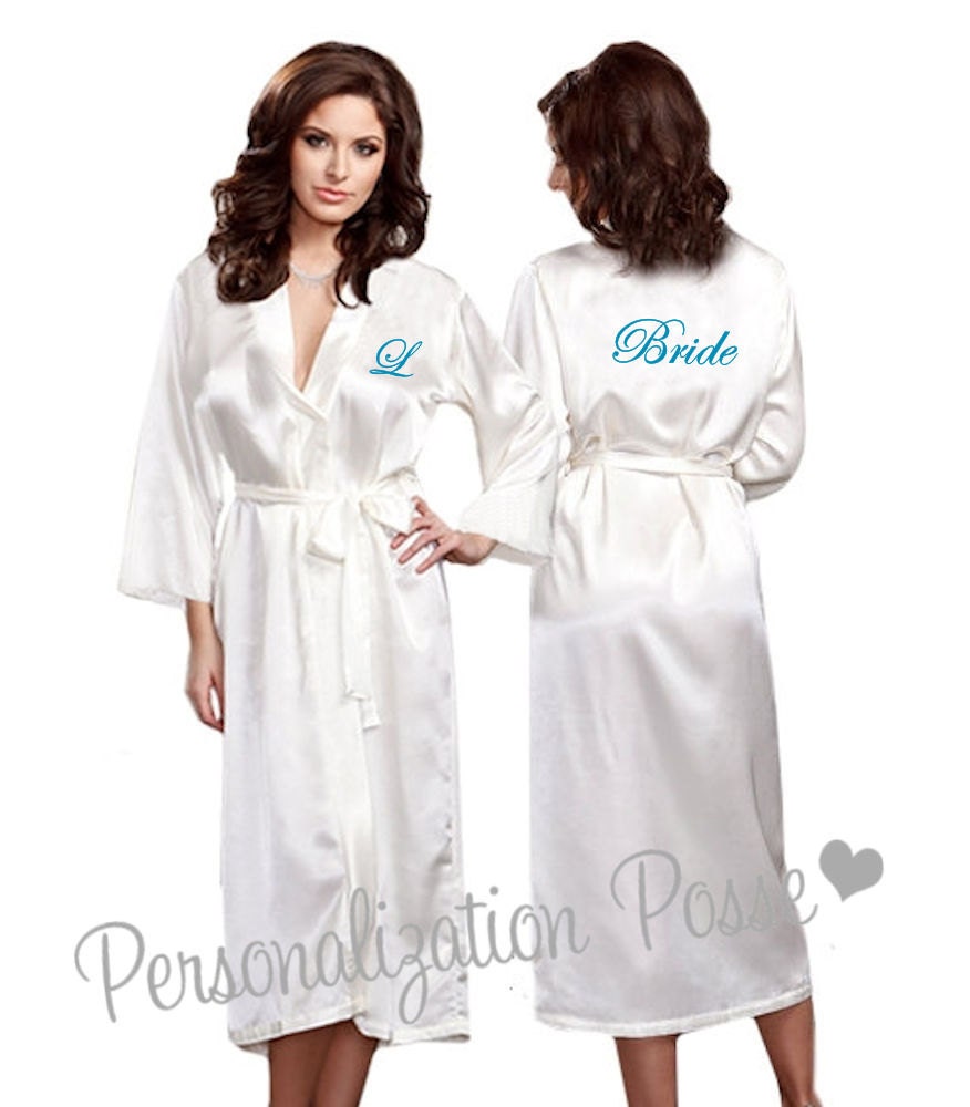 Bridesmaid Robe Bride Robe Embroidered Long Satin Robe
