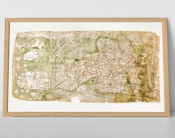 The 'Gough' Map of Britain - Archival Quality Reproduction of Old UK Map, Bodleian | Fine Art Giclée Print, old vintage rustic map of uk