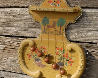 Vintage Musical Door Chime, Vintage Handpainted Stringed Instrument Door Chime, Musical Instrument