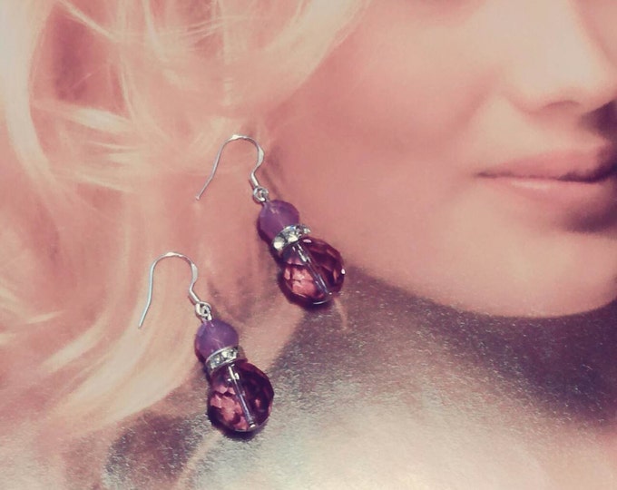 Purple earrings, earrings, silver dangle earrings, Dangle Earrings, gift ideas, beaded earrings,dangle earrings