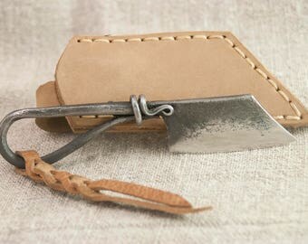 EDC Hand Forged Knife Small Skeleton with Sheath High Carbon Steel