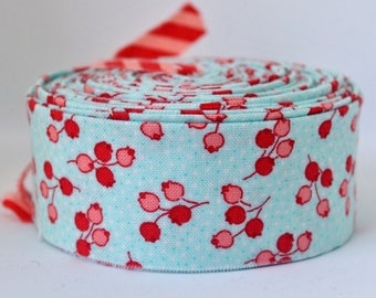 Quilt Binding- Floral - Tuplip - Aqua - Little Ruby by Bonnie and Camille for Moda 1.25" double-fold cotton quilt binding - 7 yard roll