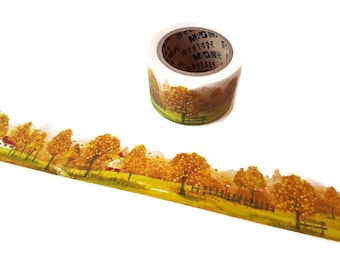 Meetape Autumn Washi Tape, Fall Washi, Golden Trees, Nature Themed Tape, Craft Tape, Paper Crafts, Planner Accessories, Journal Supplies