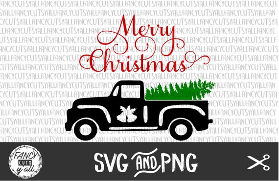 Merry Christmas Truck With Tree SVG-PNG Instant by FancyCutsYall