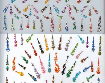 2 Packs Mixed Designer Bindis, Multicolored Bindi,Wholesale Curved Shape Bindi, Desinger Bindi, Face Gems, Bindis, Handpicked Designer Bindi