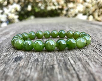 Jadeite Bracelet Handmade 8mm Grade A Jadeite Beaded Gemstone Bracelet Stack Bracelet Unisex Bracelet Gift Bracelet Green Jade Bracelet