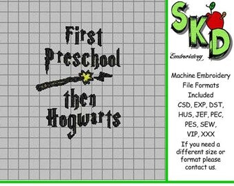 Harry Potter Inspired Machine Embroidery Design - First Preshool then Hogwarts - Wizard wand
