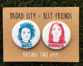 Broad City Pin Set - Best Friends, Yas Queen, Ilana, Abbi, New York, Jews, Gift For Her, Feminist, 1.25" or 2.25" (Buttons or Magnets)