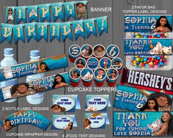 Moana, Custom, party package, Birthday, Card, Invite, custom, Label, invitation, party, printable, Invite, favor, banner, set, Disney, Pack