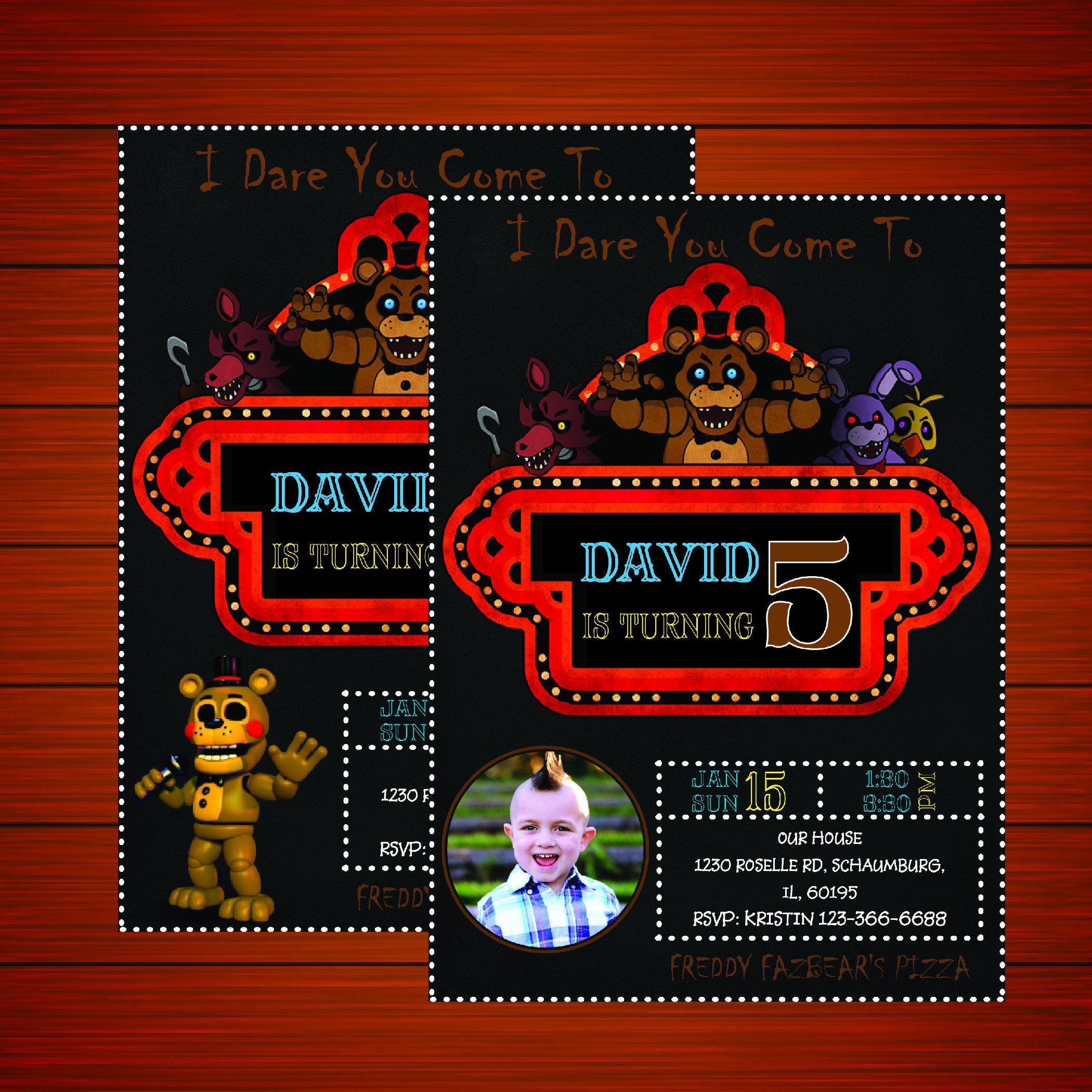 Five Nights at Freddy's invitation fnaf invitation