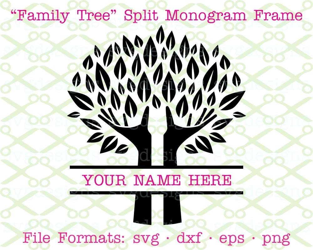 Download Family Tree SVG Split Monogram Frame SVG Dxf Eps & Png.