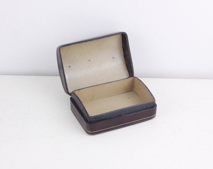Italian leather box, business card box, vintage card case, burgundy oxblood dark red genuine calf leather desk tidy, gift idea for him