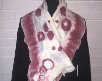 Beautiful nuno felted silk and merino wool scarf