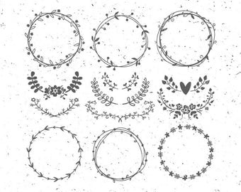 Circle monogram frames svg Flower Monogram svg Leaf circle monogram frames svg Rose svg file Leaf wreath svg Vintage circle frame boho svg
