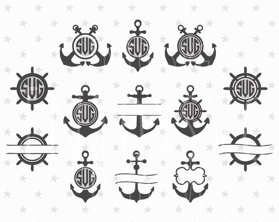 Anchor monogram frames svg file Anchor svg file Anchor