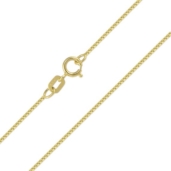 14K Solid Yellow Gold Box Necklace Chain 0.6mm 16-24