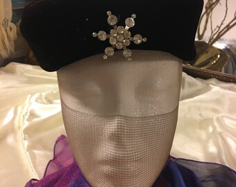 1930s/40s Black Rhinestone Hat