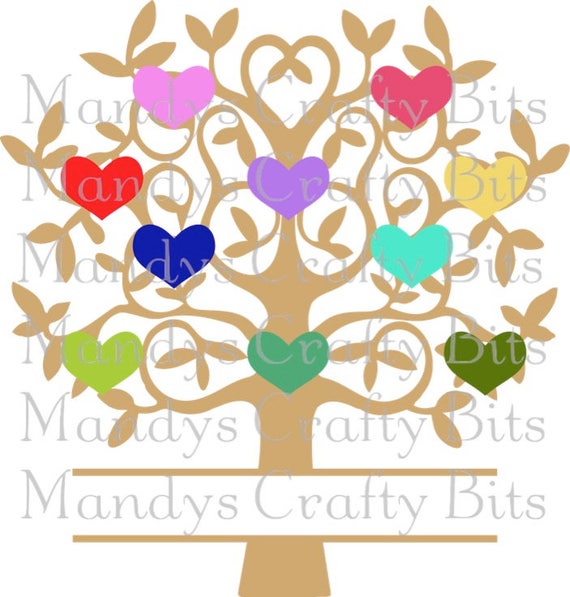 Download Digital file SVG Family Tree blank with Removable Heart
