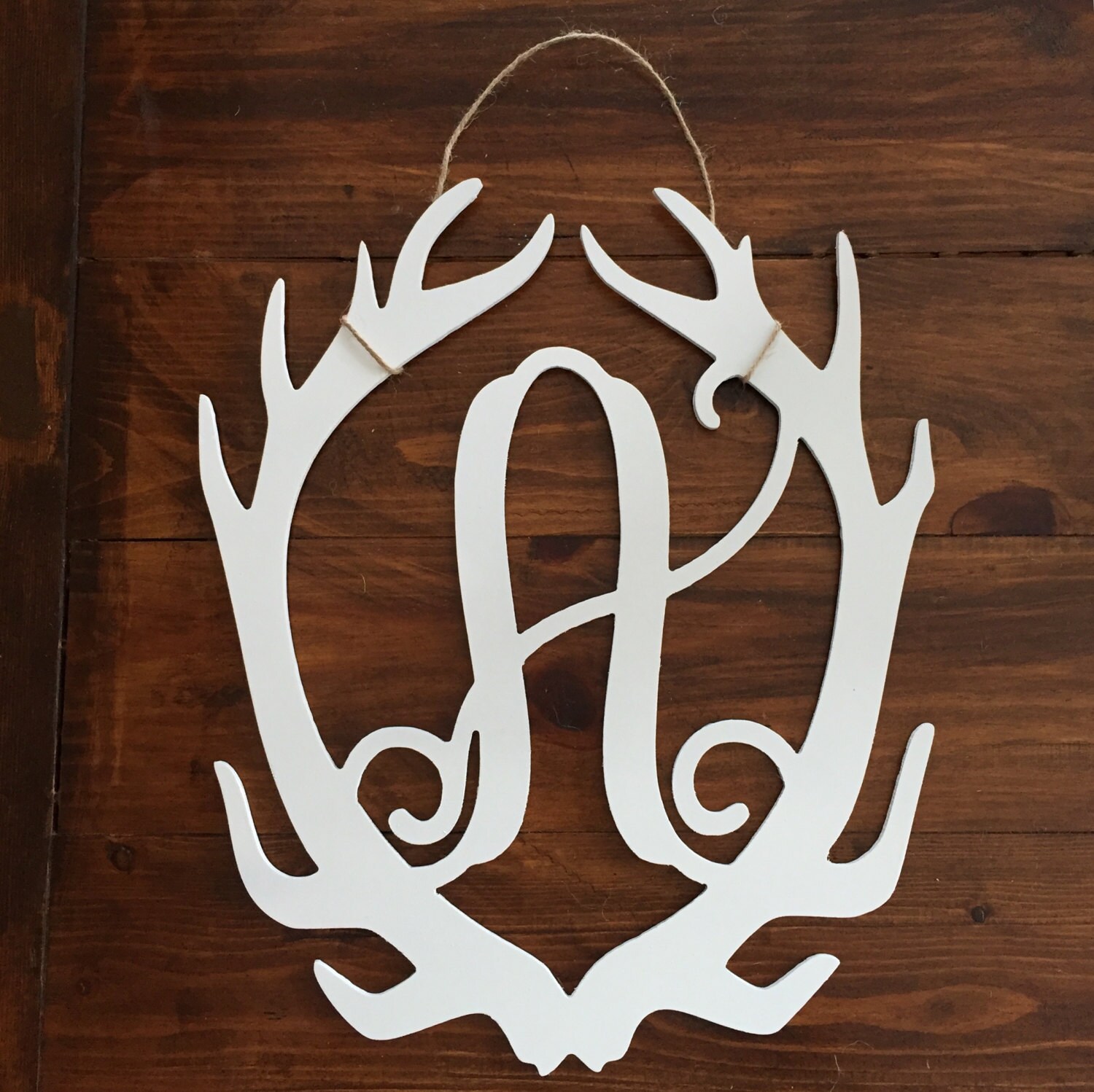 Monogram Antler Door Hanger - Antler Wreath - Rustic Country Door Hanger - Deer Monogram Door Hanger - Country Monogram - Antler Monogram