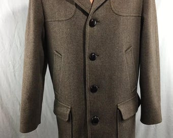 Pendleton Vintage Mens Herringbone/Tweed PURE VIRGIN WOOL Overcoat size 40R