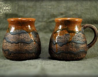 Scratched ceramic mug 450ml/15 fl oz, Stone pottery mug, coffee cup, Gift teacup, wheel thrown mug, warming gift, orange ceramics, big mug