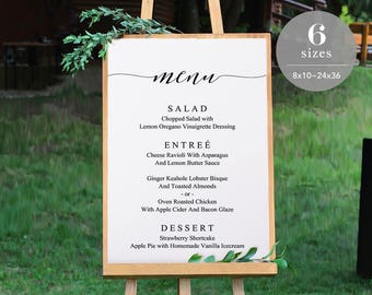 Wedding Menu Sign Template, Printable Wedding Menu Board, DIY Wedding Menu Poster, Wedding Sign, Editable PDF, Instant Download #SPP007ms