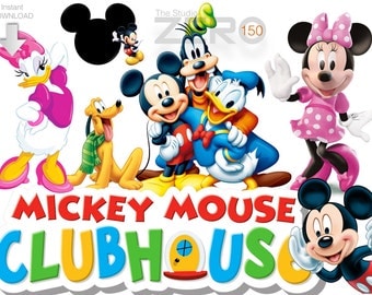 150 Disney Junior, Mickey Mouse Club House Clipart, 300DPI PNG, Instant Download, Printable Iron On Transfer, Mickey Clubhouse Clipart