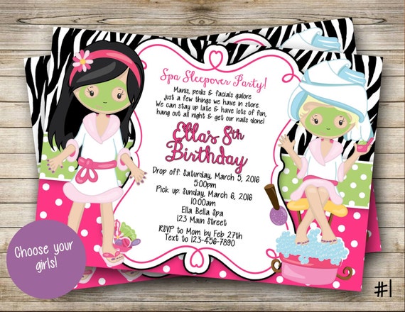 Spa Sleepover Party Invitations 6