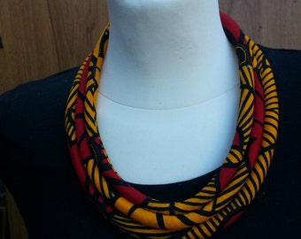Ankara Rope Necklace -Tribal Necklace - Statement Necklace - African Jewelry - African Print Necklace