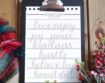 FOUR Beginner Hand Lettering Practice Sheets DIGITAL DOWNLOAD