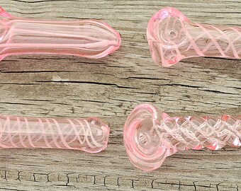 4 Pink & White pipes thick pipe !!!! 3 inch long ..Give one to your girlfriends great gift.1 cent shipping!!!
