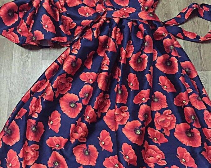 Floral print Mother Daughter matching dress, red long ball dress, Mommy Daughter dress, Mom and Daughter dresses, Family matching clothes