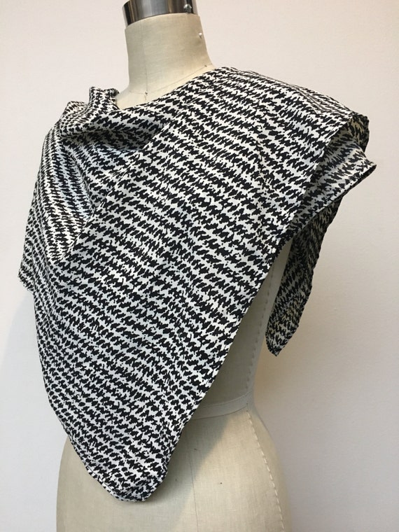 Black and White Patterned Square Scarf by pigmentseven on Etsy