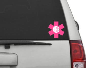 Star of Life Monogram car decal/EMS car decal/fEMT car decal/Paramedic car decal car decal