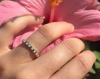 Opal Ring-White Opal Band-Opal Eternity Band-Silver Opal Ring-Eternity Ring-Promise Ring-Silver Eternity Band-Wedding Ring-Stack Ring