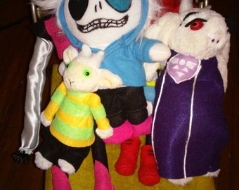 Undertales plush set.mettaton ex, toriel, asriel, undyne, flowey, papyrus, sans plush set