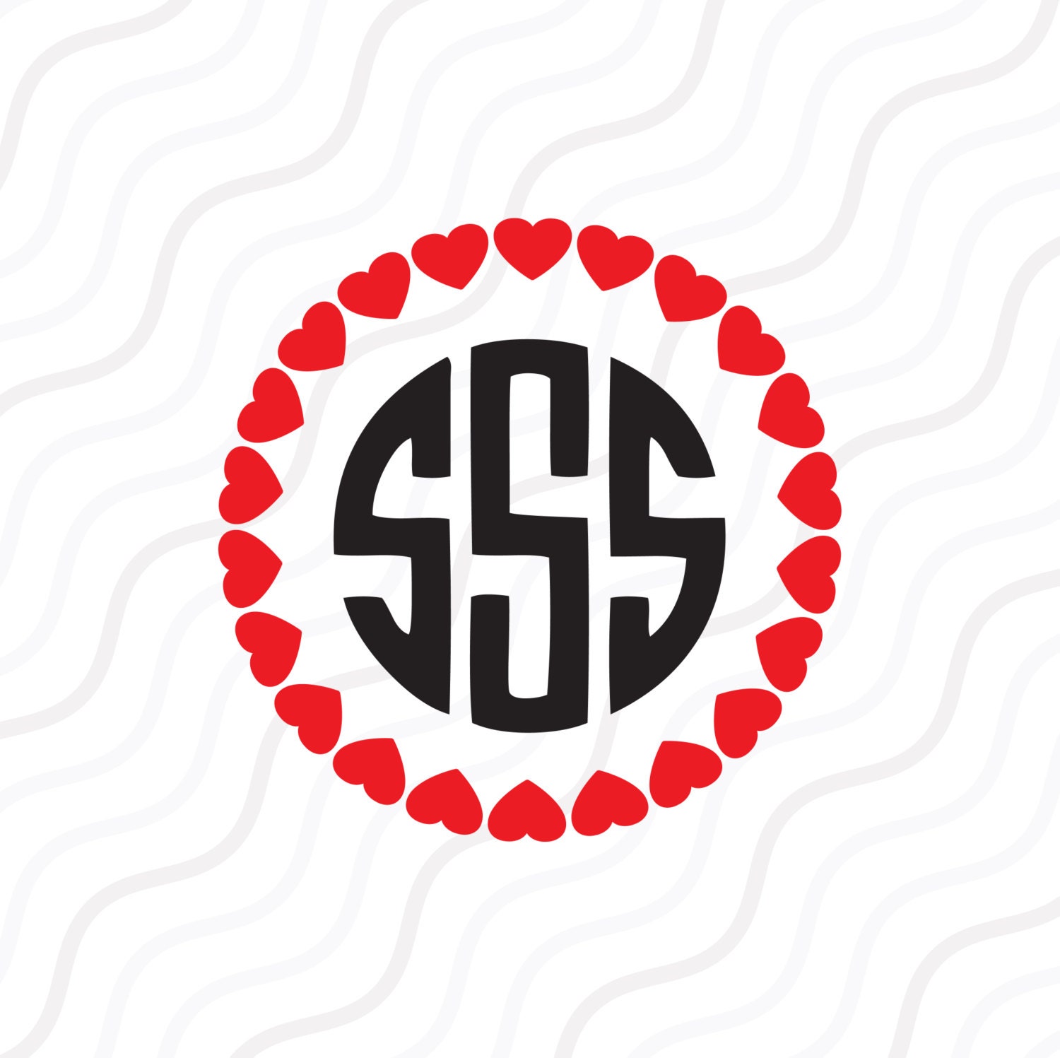 Download Love Monogram SVGValentines SVGCircle Heart Monogram SVG Cut
