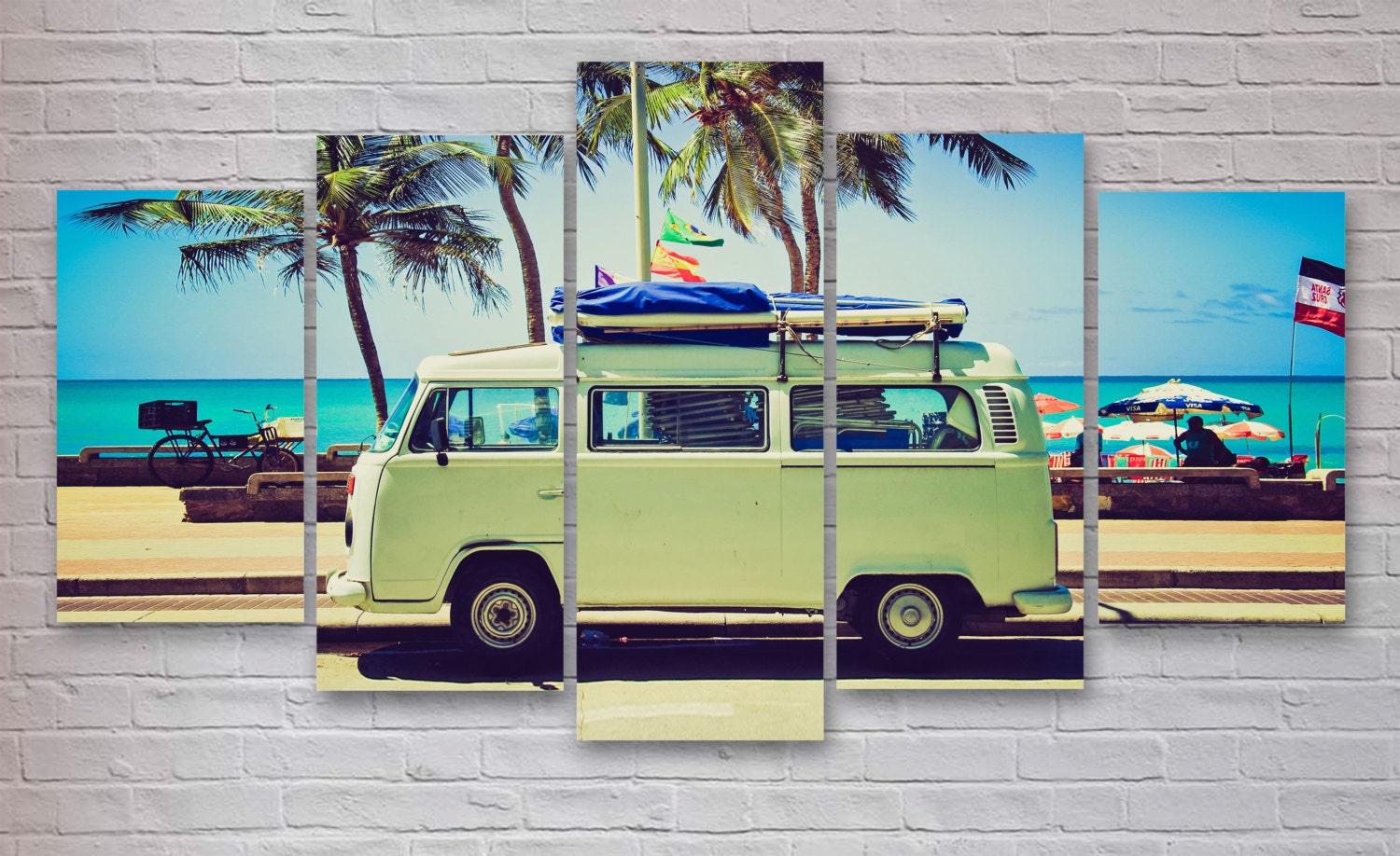 Volkswagen Camper Van VW 5 Piece / Panel Canvas Wall Art