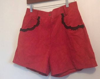 Vintage red leather shorts