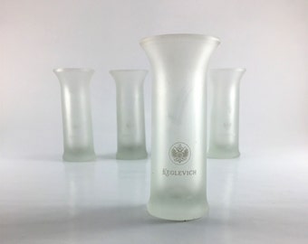Vintage Keglevich Frosted Handled Shot Glasses, Barware, Shot Glasses, Vodka