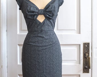 Mid Century Modern Brutalist Nail Art Print Size 10 Wiggle Dress | Mad Men Dress | Joan Dress | Rockabilly Dress | Retro Pinup Dress | MCM