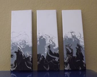 Original Acrylic Paintings - Set of 3 - Ebony Blaze