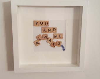 You and me always...Button and letter Box frame