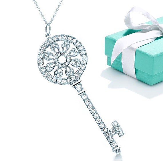Tiffany co style necklace key necklace Sterling silver pendant