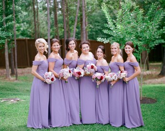 Off Shoulder Straps Sweetheart Full Length Bridesmaid Dress - Custom Made Plus Size Pick Your Colour - JM021