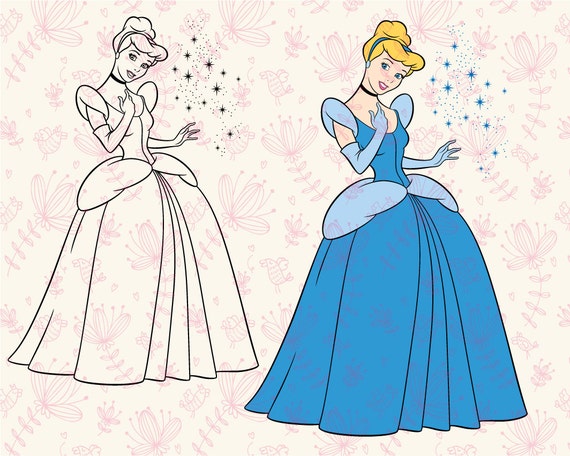 Disney princess Cinderella SVG cutting ESP vector instant